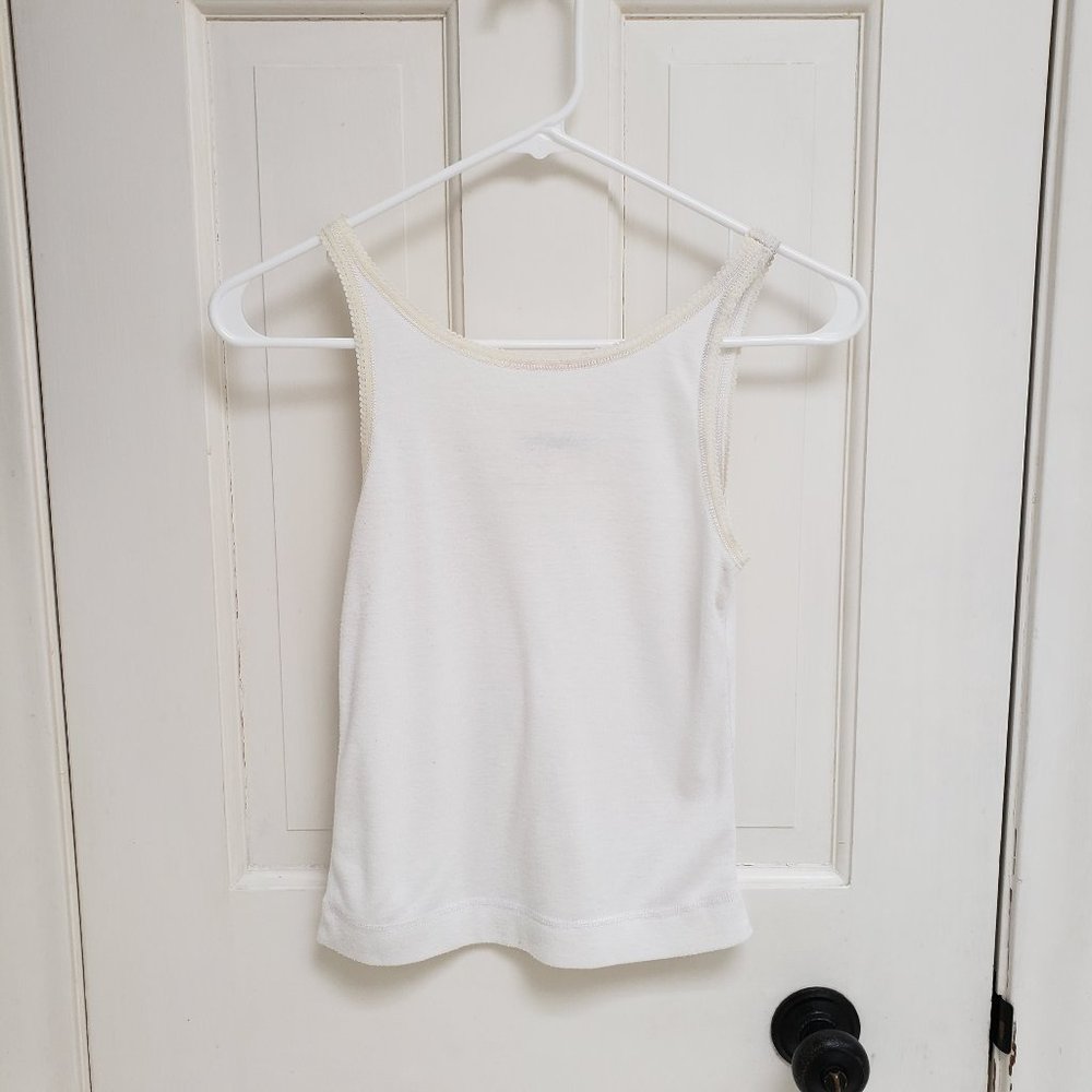 J. Crew White Lace Trim Tank Top Size S Soft Jersey Knit Camisole